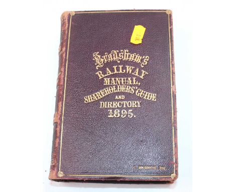 Bradshaw's Railway Manual 1895, a comprehensive guide to all railway companies as in 1895, in red leather cover with maps
