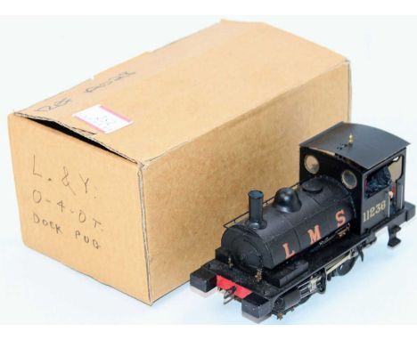 Sevenscale Models 0 gauge, L&amp;Y/LMS 0-4-0 Pug saddle tank LMS black no.11236, fine scale wheels, 2-rail