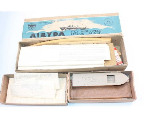 Two boat kits, wooden, probably early post-war: Wilson Printastruct 62 ft RAF Air-Sea Rescue launch, 1/10th scale; with Airyd