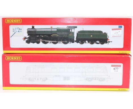 Two Hornby items: R2547 Grange class 4-6-0 loco &amp; tender ‘Llanfair Grange’ no.6877, GWR ‘shirt button’ emblem on tender (