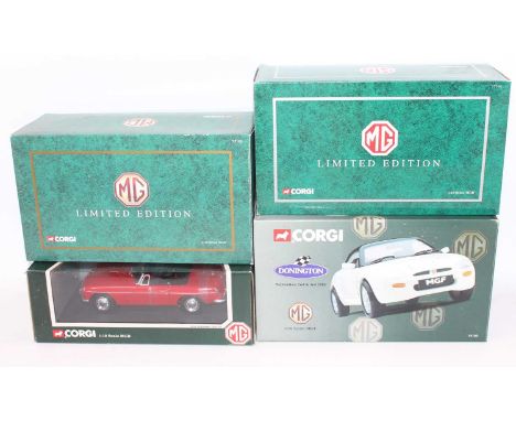 Corgi Toys 1/18th scale boxed diecast group, 4 examples all as issued to include MGB, Donington MG, MGB Limited Edition and a