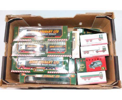 19 various boxed and carded Eddie Stobart related diecasts, all in the original boxes, examples include Corgi Volvo Curtainsi