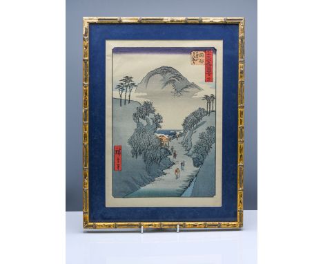Utagawa Hiroshige (1797-1858) Edo period, 19th century woodblock print from series: 53 Stations on the Tokaido, signed Hirosh