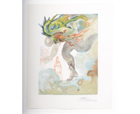 After Salvador Dali, Giants, Inferno 31, from the 'Divine Comedy' series, signed in pencil, colour lithograph, published by L