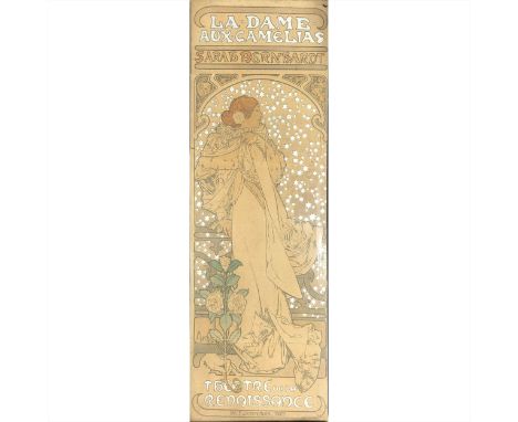 Alphonse Mucha, La Dame aux Camelias - Sarah Bernhardt, small lobby card size, lithograph in colours, heightened with silveri