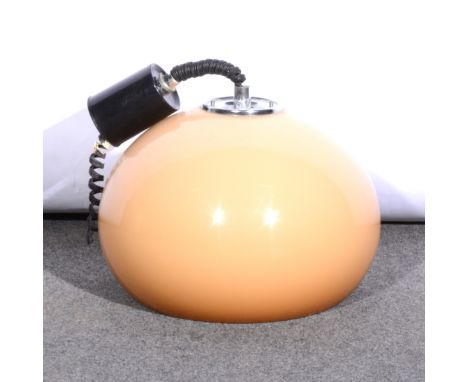 A 'Jolly' pendant ceiling light, by Harvey Guzzini, circa 1975, brown acrylic shade suspended on a retractable chord, chrome 
