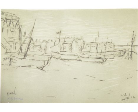 Laurence Stephen Lowry, Deal (study for the Beach), signed in biro, embossed guild stamp, offset colour lithograph, published