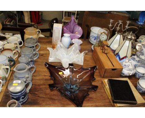 A quantity of Art Glass ware to include boxed Caithness vase; Alum Bay Isle of Wight; amethyst coloured fruit bowl etc