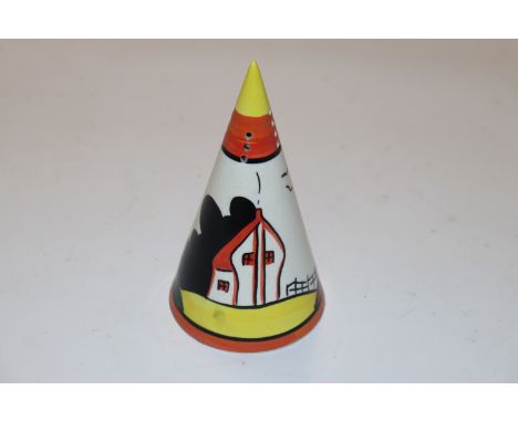 A Clarice Cliff style conical sugar shaker