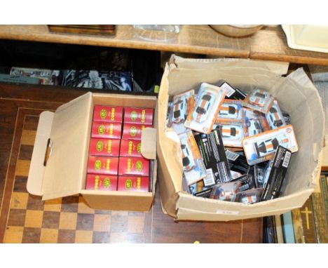 A box of various Gulf model cars and a box of Cameo from Corgi diecast vehicles 