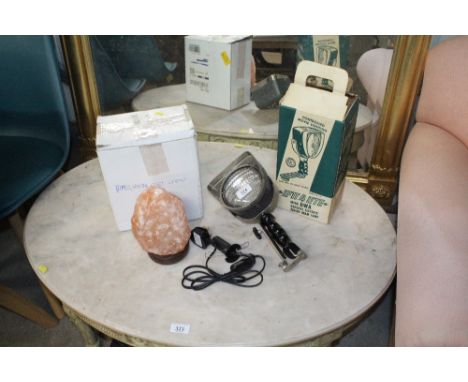 A Lottalite, sold as collectors item together with a salt lamp