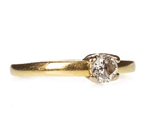 DIAMOND SOLITAIRE RING, the round brilliant cut diamond of approximately 0.30 carats, in eighteen carat gold, size N, 3.1g