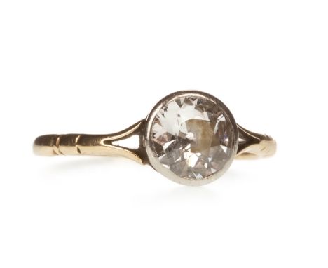 LATE VICTORIAN DIAMOND SINGLE STONE RING, with a collet set old round brilliant cut diamond of approximately 0.70 carats, on 