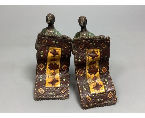   A pair of Bergman style cold-painted bronze carpet sellers8.5cm 