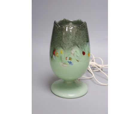   A green Vasart glass lamp, height 26cm