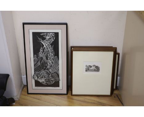   Seven assorted near contemporary wood engravings by George Tute, Monica Poole, Peter Reddick, Peter S. Smith, Claire Bulby 