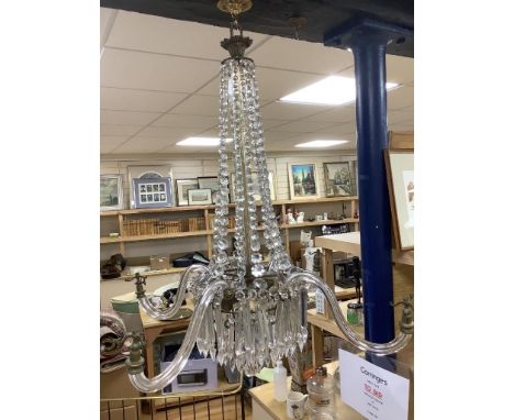   A large cut glass lustre drop chandelier