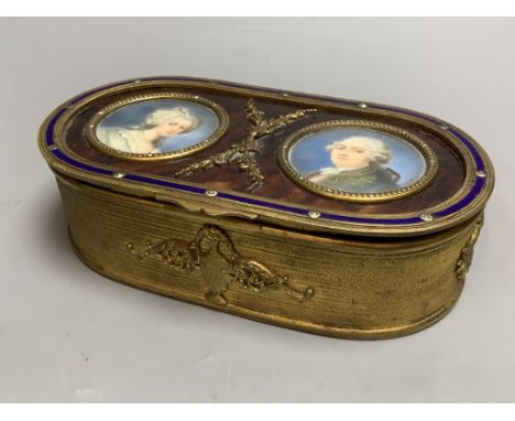   A tortoiseshell and ivory miniature portrait box, c.1900, 15 x 4.5cm