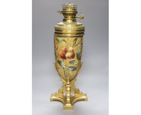   A Doulton style oil lamp, height 52cm overall