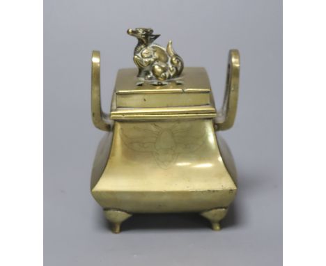   A Chinese bronze censer, Xuande mark on base, late Qing period, height 13cm