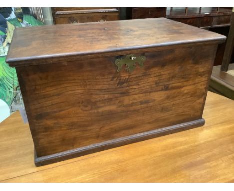   An early 19th century elm trunk, width 68cm depth 43cm height 37cm