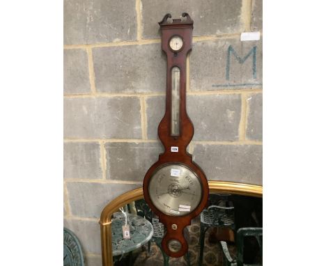   A 19th century mahogany wheel barometer, height 106cm