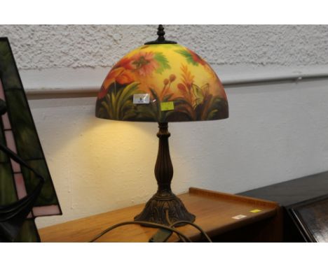 Tiffany style table lamp with floral glass shade