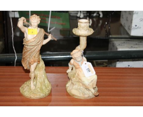 Royal Worcester figurine and Royal Worcester single candlestick