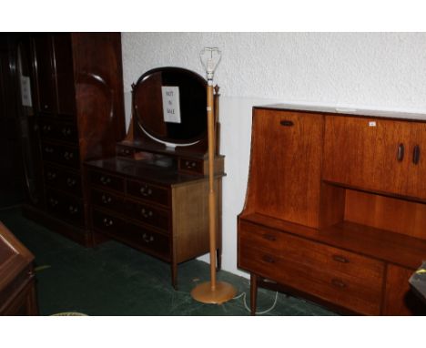 An oak standard lamp