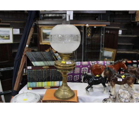 Vintage oil lamp and shade