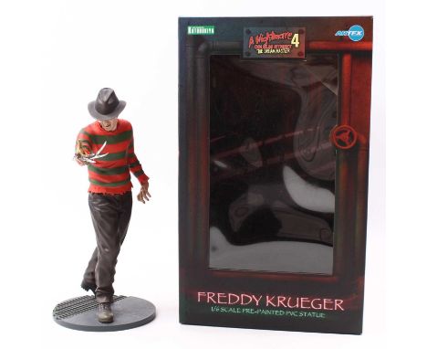 An ARTFX 1/6 scale pre-painted PVC statue of Freddie Krueger 'Nightmare on Elm Street 4 Dream Master', appears complete, hous