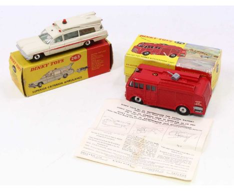 Dinky Toys group off two to include; No.263 Superior Criterion Ambulance in white body silver spun hubs, passenger figure,dri