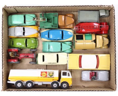 13 various loose Dinky Toy diecast vehicles including BP/Shell Leyland Octopus, Hong Kong Chevrolet Impala and others