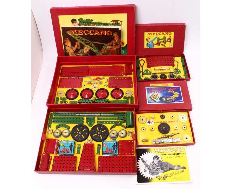Meccano group of three German issue boxed vintage sets comprising Accessory Outfit No.6, Gears Outfit A, and Accessory Outfit