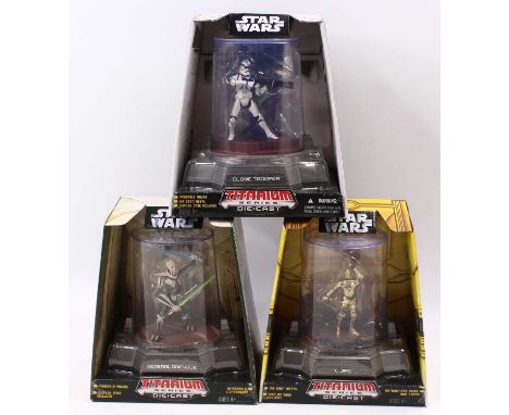 Star Wars Hasbro Micro Machines Titanium Series group of 3 boxed figures to include; C-3PO, Clone Trooper and General Grievou