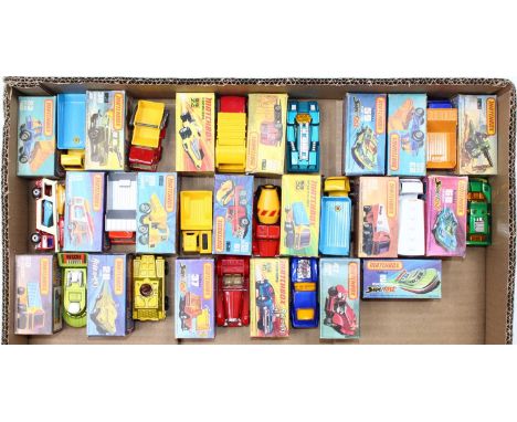 Matchbox Lesney Superfast boxed group of 20 to include; No.10 Piston Popper, No.26 Site Dumper, No.38 Armoured Jeep, No,23 At