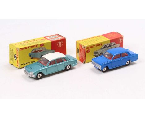 Dinky Toys Group of Two Models To Include; No. 135 Triumph 2000 saloon comprising of metallic blue body with red interior and