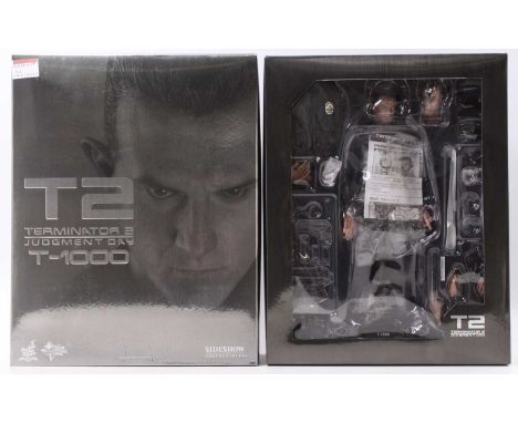 A Hot Toys Ltd 1/6 scale action figure of T1000 'Terminator 2 Judgement Day', appears complete, but has been displayed, house