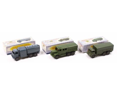 Dinky toys group of 3 boxed military diecast to include; No.642 Pressure Refueller, No.689 Medium Artillery Tractor and No.62