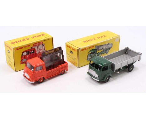 A French Dinky Toys group of 2 to include Dinky 564 Miroiter Estafette Renault, mirror truck, reddish-orange, Saint Gobain li