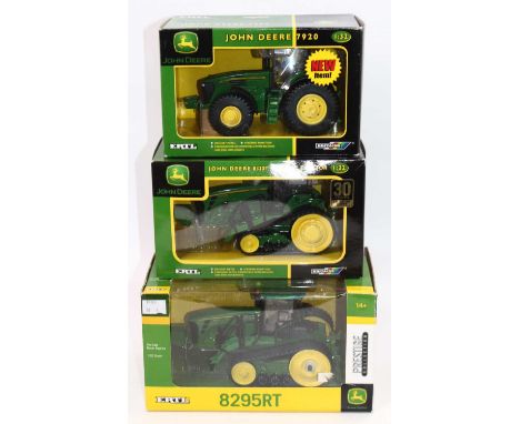ERTL 1/32 scale group of three models to include a No.15525 John Deere 7920 Tractor, No. 42195 John Deere 8330T Crawler Tract