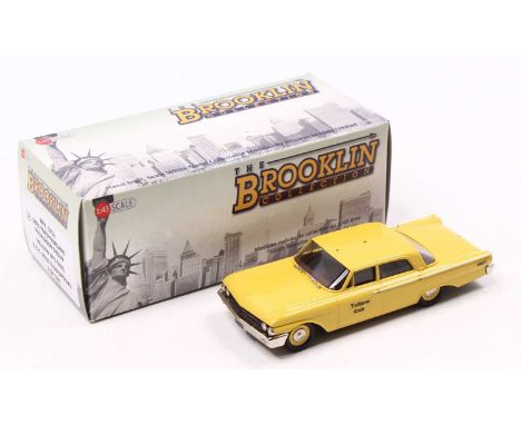 Brooklin Models Ltd, 1/43rd scale white metal model of a BRK 193X 1961 Ford Fairlane Four-Door Sedan (Yellow NYC Taxi) BCC 20