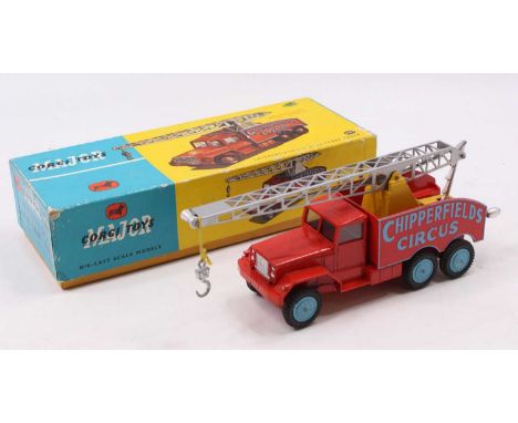 A Corgi Major Toys No. 1121 Chipperfields Circus crane truck, in red and light blue body, with silver crane jib, housed in th
