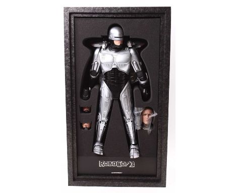 An Enterbay 1/4 scale action figure of Alex Murphy 'Robocop 3' by Masterpiece, housed in the original polystyrene foam packed