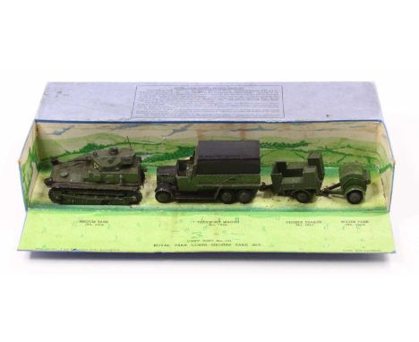 A Dinky Toys pre-war No. 151 'Royal Tank Corps', medium tank unit, the original box contains all four pieces, No. 151A Medium