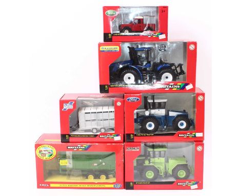 Britains 1/32 scale boxed group of six farm-related models to include No. 42492 Ford FW60 tractor, No. 42607 Steiger Panther,