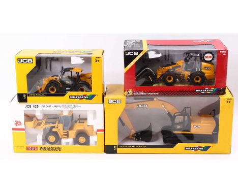 Britains/Joal 1/32 and 1/35 scale boxed group of four models to include No. 42872 JCB 550 Loadall, No. 43044 JCB JS330 Tracke
