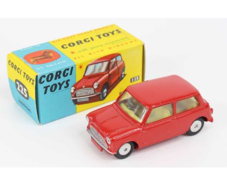 Corgi Toys No. 225 Austin Seven, comprising red body with yellow interior and flat spun hubs, housed in the original blue &am