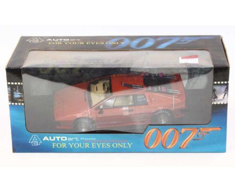 An Auto Art 1/18 scale boxed model of a 007 James Bond Lotus Esprit Turbo 'For Your Eyes Only', in plastic window box