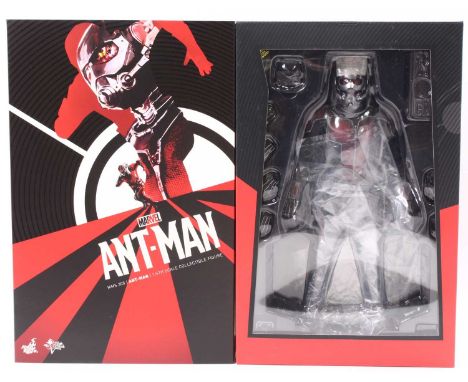 A Hot Toys Ltd 1/6 scale action figure of Ant-Man No. MMS308 'Marvel', appears incomplete, housed in the original card sleeve